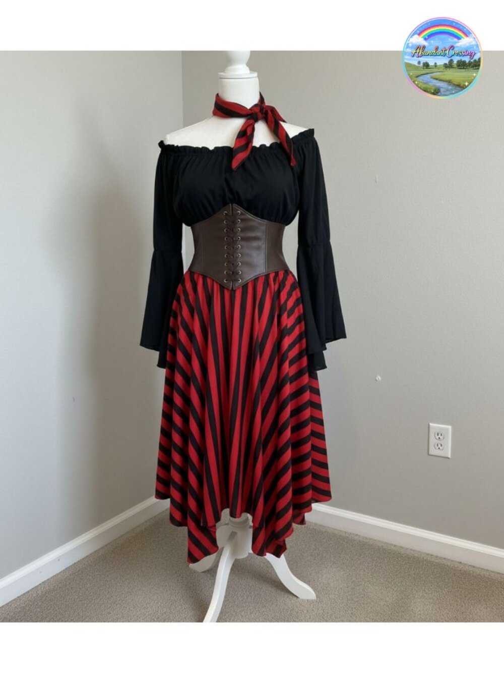 Pirate Queen Costume Set Renaissance Shirt Skirt Corset Belt Halloween